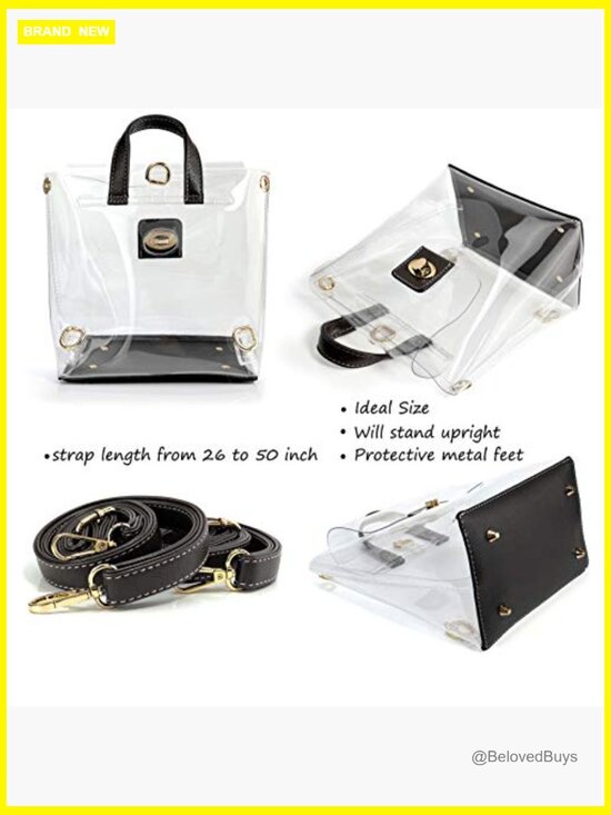 Clear Convertible Backpack Crossbody Stadium Approved PVC Vegan Leather main image 7